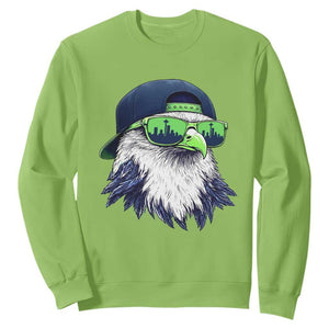 Vintage Hawk Graphic with Seattle Skyline Sunglasses Game Day Sweatshirt TS11 Lime Print Your Wear
