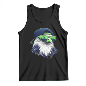 Vintage Hawk Graphic with Seattle Skyline Sunglasses Game Day Tank Top TS11 Black Print Your Wear