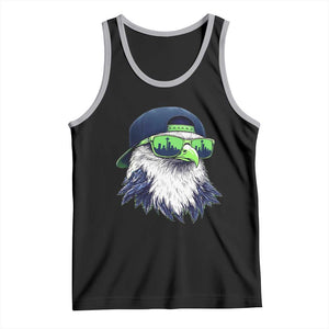 Vintage Hawk Graphic with Seattle Skyline Sunglasses Game Day Tank Top TS11 Black Athletic Heather Print Your Wear