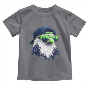 Vintage Hawk Graphic with Seattle Skyline Sunglasses Game Day Toddler T Shirt TS11 Charcoal Print Your Wear
