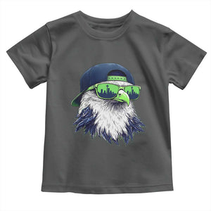 Vintage Hawk Graphic with Seattle Skyline Sunglasses Game Day Toddler T Shirt TS11 Dark Heather Print Your Wear