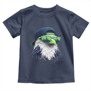 Vintage Hawk Graphic with Seattle Skyline Sunglasses Game Day Toddler T Shirt TS11 Navy Print Your Wear