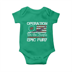 Operation Epic Fury Baby Onesie Military Bomber Stealth Jet Vintage American Flag TS11 Irish Green Print Your Wear