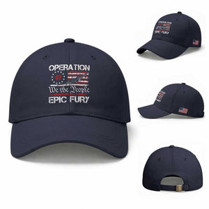 Operation Epic Fury Baseball Cap Military Bomber Stealth Jet Vintage American Flag TS11 Baseball Cap Universal Fit Navy Print Your Wear
