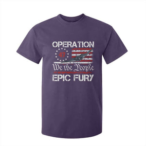 Operation Epic Fury T Shirt For Kid Military Bomber Stealth Jet Vintage American Flag TS11 Purple Print Your Wear