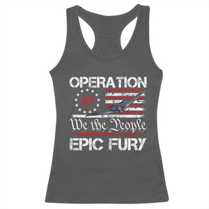 Operation Epic Fury Racerback Tank Top Military Bomber Stealth Jet Vintage American Flag TS11 Dark Heather Print Your Wear