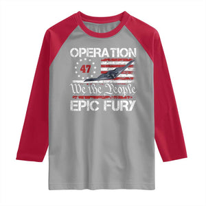 Operation Epic Fury Raglan Shirt Military Bomber Stealth Jet Vintage American Flag TS11 Sport Gray Red Print Your Wear