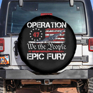 Operation Epic Fury Spare Tire Cover Military Bomber Stealth Jet Vintage American Flag TS11 No hole Black Print Your Wear