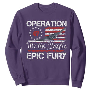 Operation Epic Fury Sweatshirt Military Bomber Stealth Jet Vintage American Flag TS11 Purple Print Your Wear