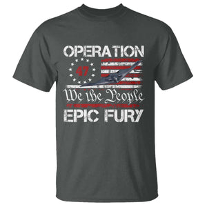Operation Epic Fury T Shirt Military Bomber Stealth Jet Vintage American Flag TS11 Dark Heather Print Your Wear