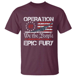 Operation Epic Fury T Shirt Military Bomber Stealth Jet Vintage American Flag TS11 Maroon Print Your Wear