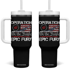 Operation Epic Fury Tumbler With Handle Military Bomber Stealth Jet Vintage American Flag TS11 One Size: 40 oz Black Print Your Wear