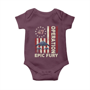 Operation Epic Fury Baby Onesie Military Tactical Warfare Stealth Jet American Flag TS11 Maroon Print Your Wear