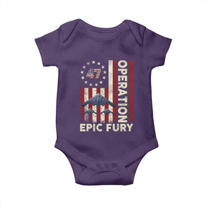 Operation Epic Fury Baby Onesie Military Tactical Warfare Stealth Jet American Flag TS11 Purple Print Your Wear