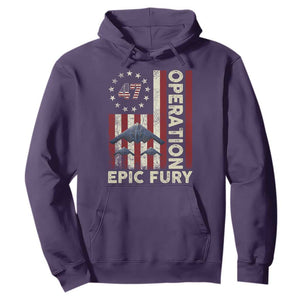 Operation Epic Fury Hoodie Military Tactical Warfare Stealth Jet American Flag TS11 Purple Print Your Wear