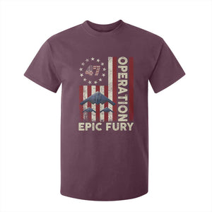 Operation Epic Fury T Shirt For Kid Military Tactical Warfare Stealth Jet American Flag TS11 Maroon Print Your Wear
