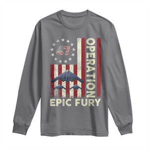Operation Epic Fury Long Sleeve Shirt Military Tactical Warfare Stealth Jet American Flag TS11 Charcoal Print Your Wear
