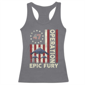 Operation Epic Fury Racerback Tank Top Military Tactical Warfare Stealth Jet American Flag TS11 Charcoal Print Your Wear