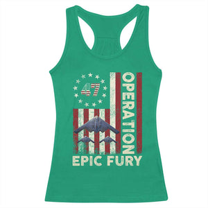 Operation Epic Fury Racerback Tank Top Military Tactical Warfare Stealth Jet American Flag TS11 Irish Green Print Your Wear