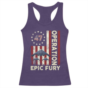Operation Epic Fury Racerback Tank Top Military Tactical Warfare Stealth Jet American Flag TS11 Purple Print Your Wear