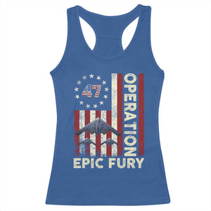 Operation Epic Fury Racerback Tank Top Military Tactical Warfare Stealth Jet American Flag TS11 Royal Blue Print Your Wear