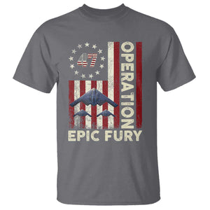 Operation Epic Fury T Shirt Military Tactical Warfare Stealth Jet American Flag TS11 Charcoal Print Your Wear