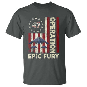 Operation Epic Fury T Shirt Military Tactical Warfare Stealth Jet American Flag TS11 Dark Heather Print Your Wear