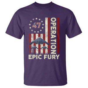 Operation Epic Fury T Shirt Military Tactical Warfare Stealth Jet American Flag TS11 Purple Print Your Wear