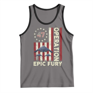 Operation Epic Fury Tank Top Military Tactical Warfare Stealth Jet American Flag TS11 Deep Heather Black Print Your Wear