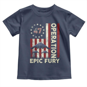 Operation Epic Fury Toddler T Shirt Military Tactical Warfare Stealth Jet American Flag TS11 Navy Print Your Wear