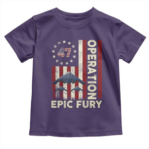 Operation Epic Fury Toddler T Shirt Military Tactical Warfare Stealth Jet American Flag TS11 Purple Print Your Wear