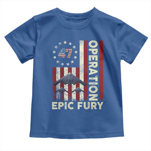 Operation Epic Fury Toddler T Shirt Military Tactical Warfare Stealth Jet American Flag TS11 Royal Blue Print Your Wear
