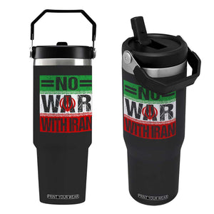 No War With Iran Flip Straw Tumbler Freedom For Iranians Vintage Iran Flag TS11 One Size: 30 oz Black Print Your Wear