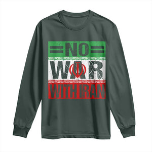 No War With Iran Long Sleeve Shirt Freedom For Iranians Vintage Iran Flag TS11 Dark Forest Green Print Your Wear