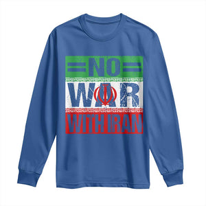 No War With Iran Long Sleeve Shirt Freedom For Iranians Vintage Iran Flag TS11 Royal Blue Print Your Wear