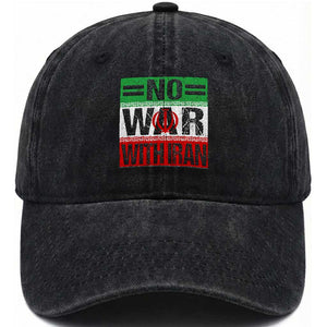 No War With Iran Washed Cotton Baseball Cap Freedom For Iranians Vintage Iran Flag TS11 Print Your Wear
