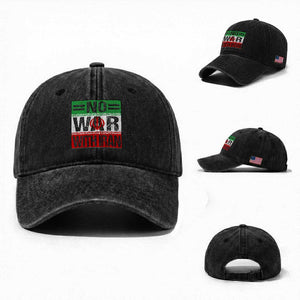 No War With Iran Washed Cotton Baseball Cap Freedom For Iranians Vintage Iran Flag TS11 Washed Cap Universal Fit Black Print Your Wear