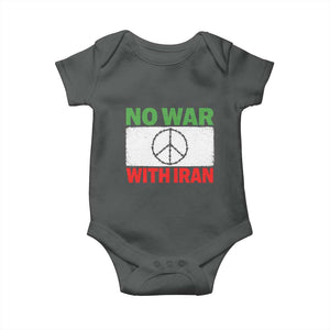 No War With Iran Baby Onesie Iranian People Support Barbed Wire Peace Sign TS11 Dark Heather Print Your Wear
