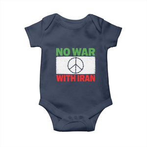 No War With Iran Baby Onesie Iranian People Support Barbed Wire Peace Sign TS11 Navy Print Your Wear