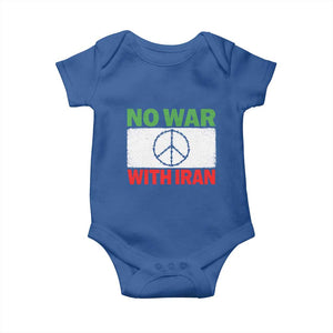 No War With Iran Baby Onesie Iranian People Support Barbed Wire Peace Sign TS11 Royal Blue Print Your Wear