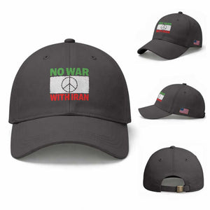 No War With Iran Baseball Cap Iranian People Support Barbed Wire Peace Sign TS11 Baseball Cap Universal Fit Dark Gray Print Your Wear