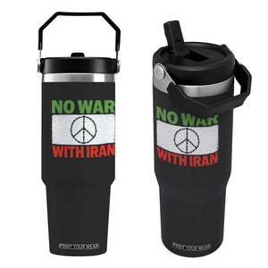 No War With Iran Flip Straw Tumbler Iranian People Support Barbed Wire Peace Sign TS11 One Size: 30 oz Black Print Your Wear