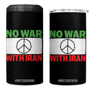 No War With Iran 4 in 1 Can Cooler Tumbler Iranian People Support Barbed Wire Peace Sign TS11 One Size: 16 oz Black Print Your Wear