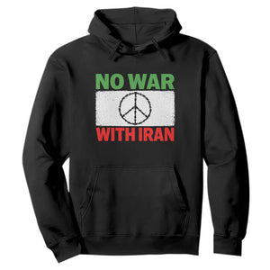 No War With Iran Hoodie Iranian People Support Barbed Wire Peace Sign TS11 Black Print Your Wear