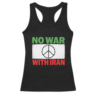 No War With Iran Racerback Tank Top Iranian People Support Barbed Wire Peace Sign TS11 Black Print Your Wear