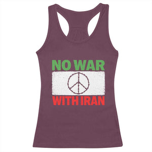 No War With Iran Racerback Tank Top Iranian People Support Barbed Wire Peace Sign TS11 Maroon Print Your Wear