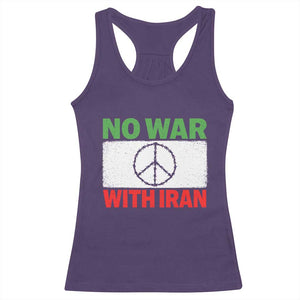 No War With Iran Racerback Tank Top Iranian People Support Barbed Wire Peace Sign TS11 Purple Print Your Wear