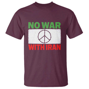 No War With Iran T Shirt Iranian People Support Barbed Wire Peace Sign TS11 Maroon Print Your Wear