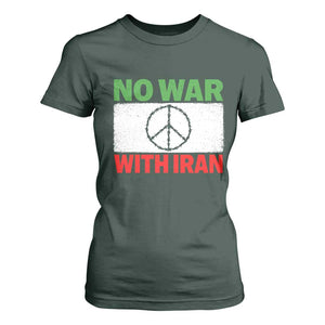 No War With Iran T Shirt For Women Iranian People Support Barbed Wire Peace Sign TS11 Dark Forest Green Print Your Wear