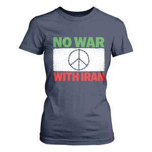 No War With Iran T Shirt For Women Iranian People Support Barbed Wire Peace Sign TS11 Navy Print Your Wear